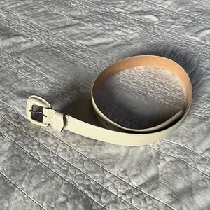 Charter Club Genuine Leather Cream Belt Medium